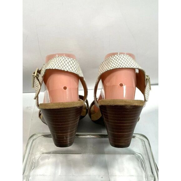 Vionic White Sandals Size 10 Laurie Wedge Ankle Strap Buckle Snake Print - Picture 4 of 12